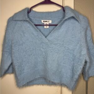 William Rast Soft Sky Blue Knit Cropped Sweater Size Medium